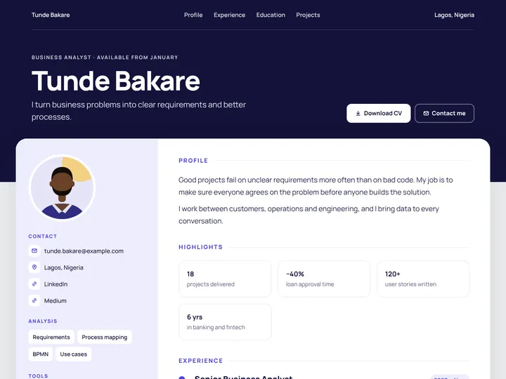 Pathway CV template