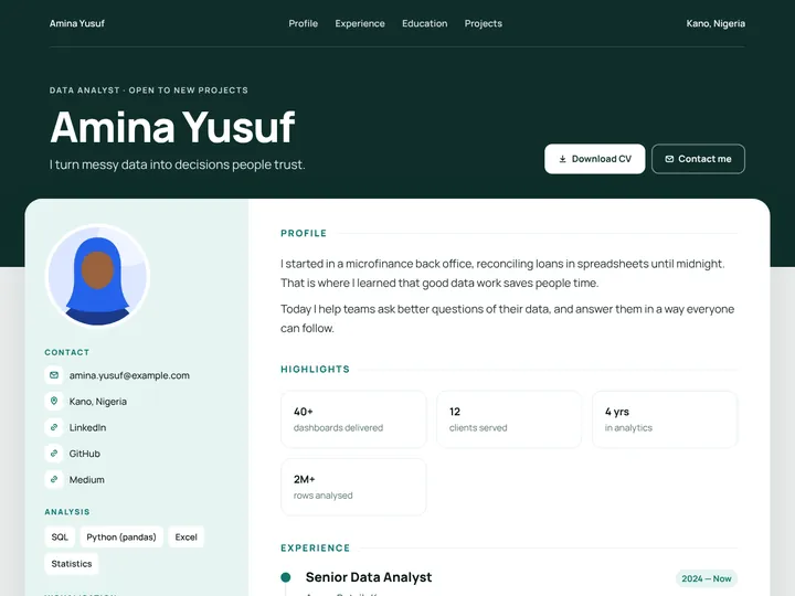 Pathway CV template